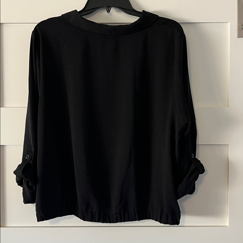Simply Vera Vera Wang Black Tie-Front Button Down Shirt - Picture 5 of 6